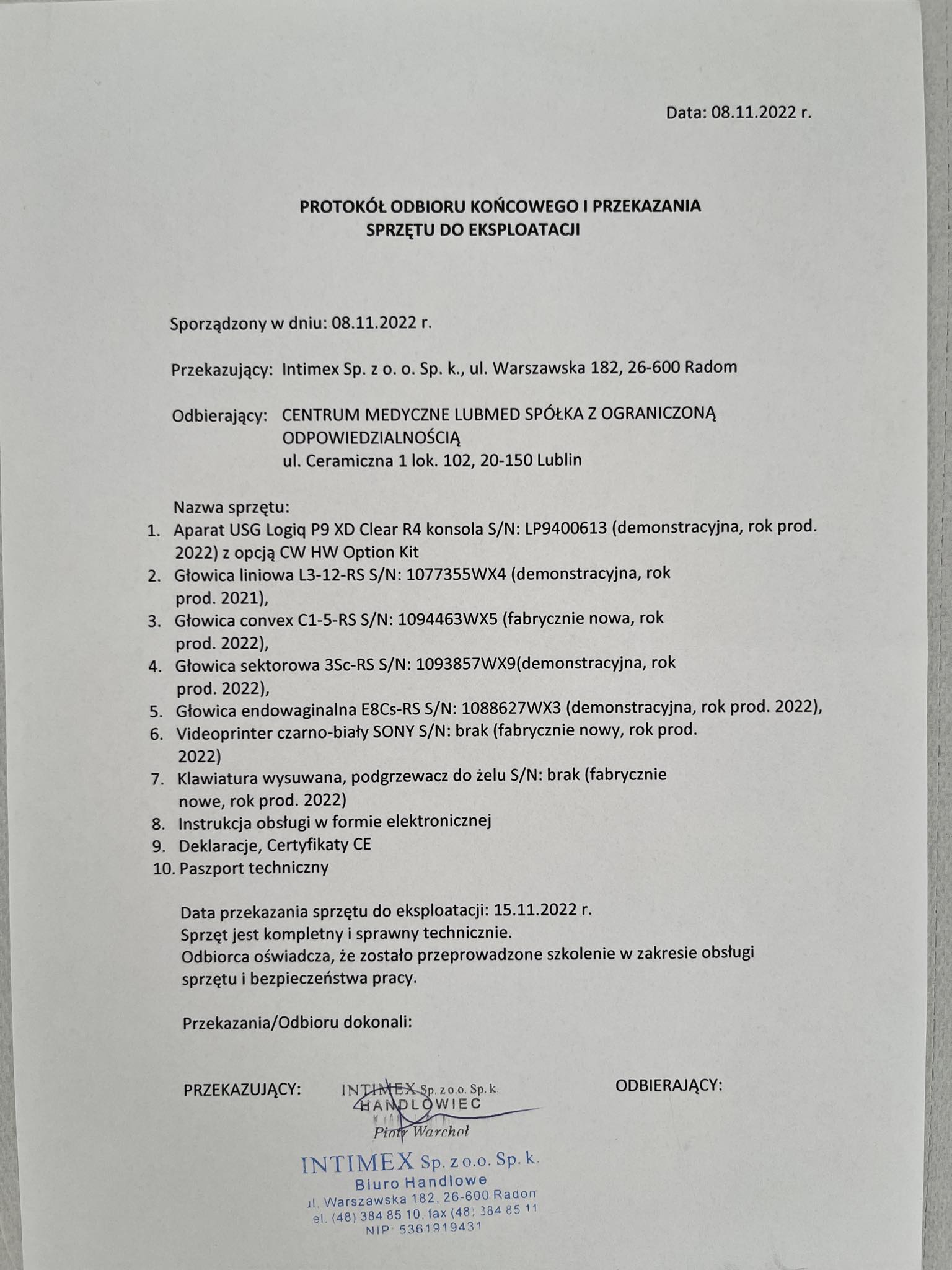 Apartat USG Logiq P9 z czterema głowicami. Gwarancja 2025r